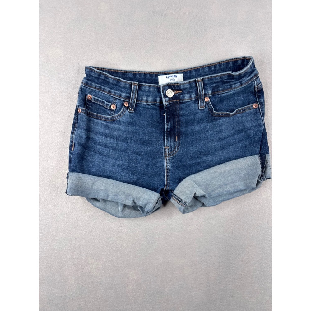 Denizen from Levis Womens Mid-Rise Denim Shorts Dark Wash Cuffed Size 6 W28